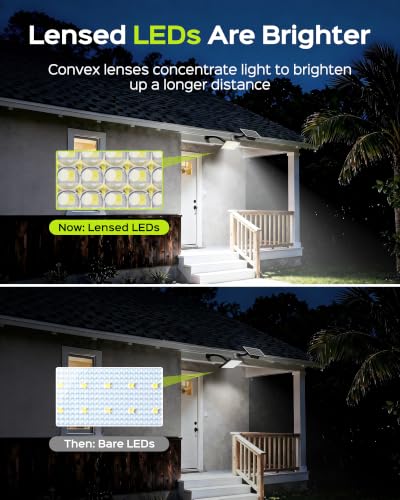 Solar Lights Outdoor 299 LED 1000 Lumens Bright Solar Black 2 Pack (2 Count)