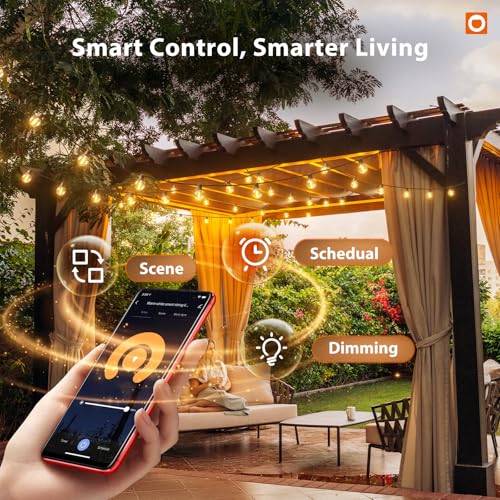 Outdoor String Lights 100FT G40 with APP 54 LED Shatterproof Bulb (100 Foot)