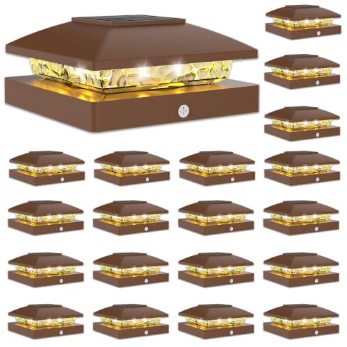 24 Pack Brown Solar Post Cap Lights Fit 4x4 Fence Deck Post (24 Count)