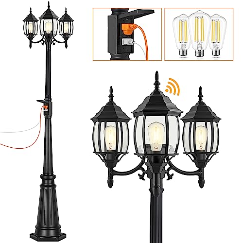Dusk to Dawn Outdoor Lamp Post Light with GFCI Outlet