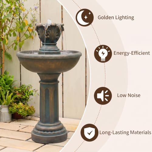 45" 3 Tier Outdoor Water Fountain with Quiet Pump