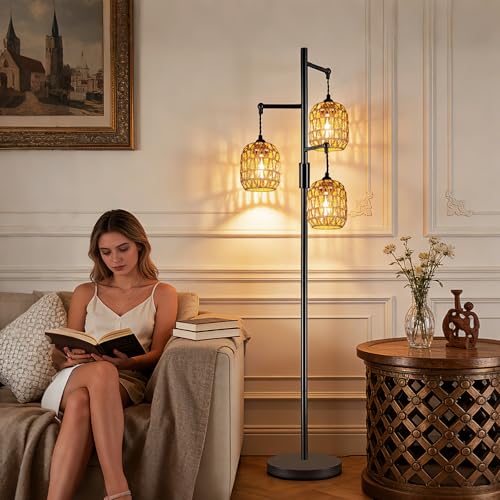 3 Pack Rattan Lamp Shades Boho Hanging Light Lamp Shades
