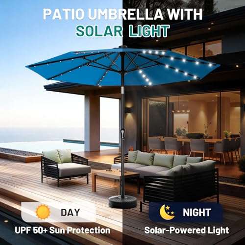 9FT Patio Umbrella with Solar Lights