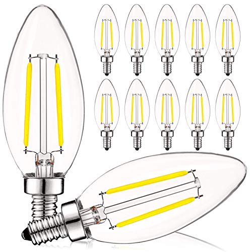 4W Vintage Candelabra LED Bulbs Dimmable (12 Count)