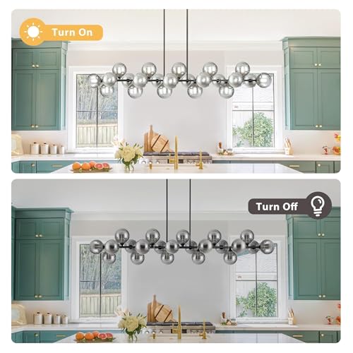 Linear Chandelier 22 Lights Black Dining Room Light Fixtures Dia 70 Inch