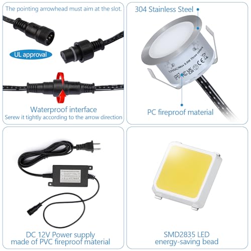 Recessed LED Deck Light Kits with Remote Control φ42mm 10 Pack (10 Count)