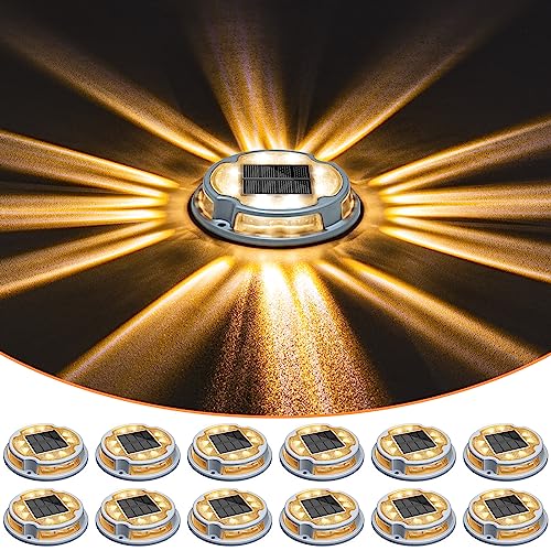 Solar Driveway Deck Dock Marine Lights 2 Colors Modes (12 Count)