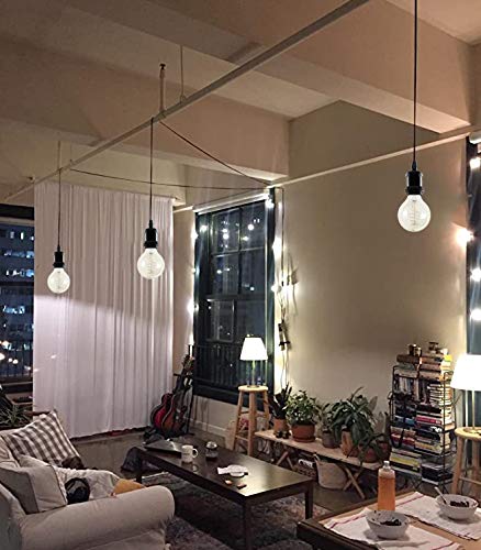 3 Pack 15 ft Plug in Black Twisted Wire Hanging Light Matte Black Base Dimmable Pendant Light Fixture Retro Vintage E26 Edison Socket Ceiling Light for Loft Corridor Dorm Bulb Not Included