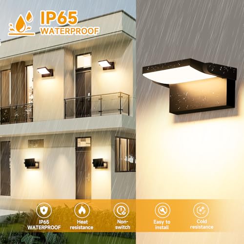 3 Pack Outdoor LED Wall Lights 40W Black Flood Lights 350°Rotation Exterior Lighting Fixture Commercial Security 3000K Waterporof for Barn Yard Garage Building Area Backyard (3 Count)