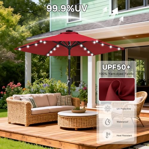 Solar Led Patio Umbrella with 24 Lights 7.5FT
