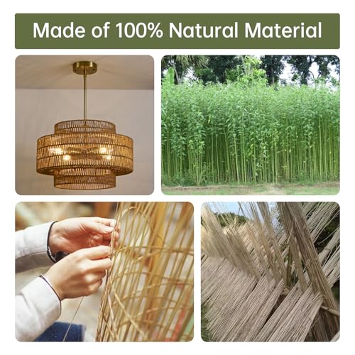 17.7" Rattan Chandelier for Dining Room