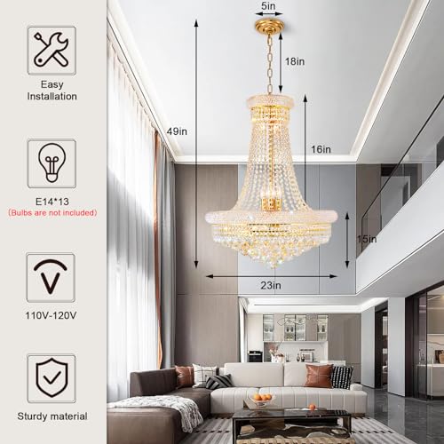 Modern Crystal Chandelier Gold Empire Hanging Chandelier