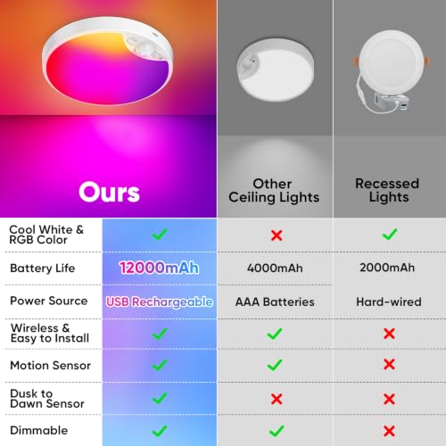 Rechargeable Motion Sensor Ceiling Light