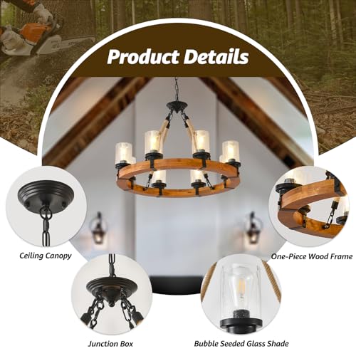 32 Inch Wagon Wheel Light Fixture 8