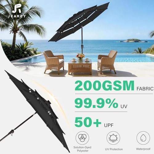 9 ft 3 Tier Outdoor LED Lighted Patio Umbrella w