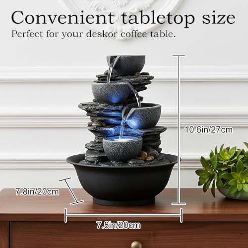 10.6” High Tabletop Water Fountain