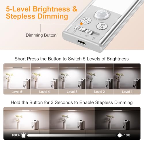 10.2inch Under Cabinet Lighting Rechargeable 2 Pack (2 Count)