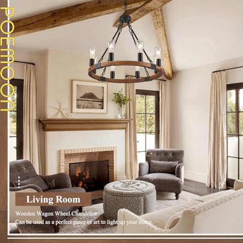 Farmhouse Wooden Wagon Wheel Chandelier 8