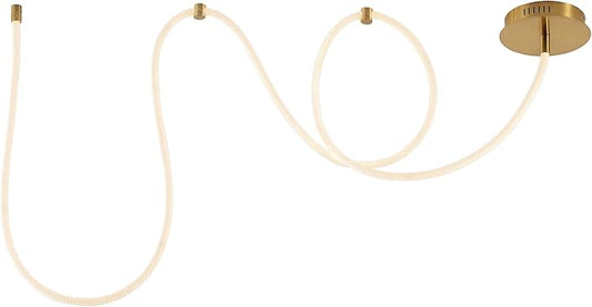 JONATHAN Y 55" Brass Gold Modern Minimalist Linear LED Flush Mount Light, 360° Adjustable Silicone Neon Rope, Dimmable Lamp for Bedroom, Living Room, Home Office (JYL7142A)