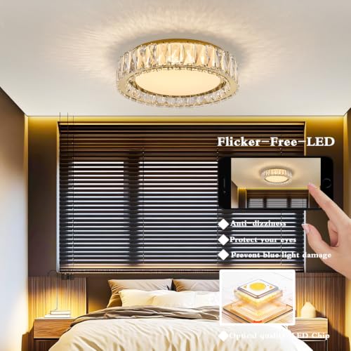 Dimmable Crystal Flush Mount Ceiling Light