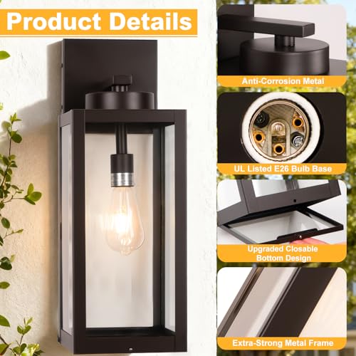20" Oil Rubbed Bronze Large Outdoor Wall Lights with Closed Bottom (2 Count)