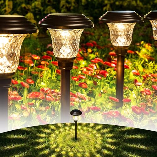 Metal & Glass Solar Lights Outdoor (8 Count)