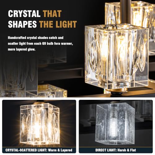 24 Light Linear Crystal Chandelier for Dining Room Kitchen Island 36inch