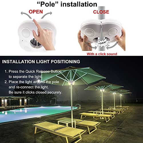 Patio Umbrella Lights Outdoor Umbrella Pole Light Battery Operated Cordless 12 Color Changing Umbrella Light with Remote