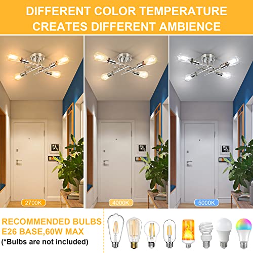 4 Light Semi Flush Mount Ceiling Light