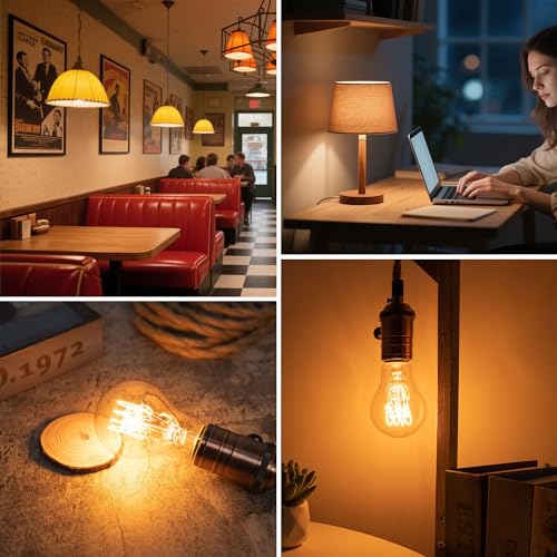 Dimmable E26 A19 Edison Bulbs Vintage Amber Light Bulbs 40 watt (2 Count)