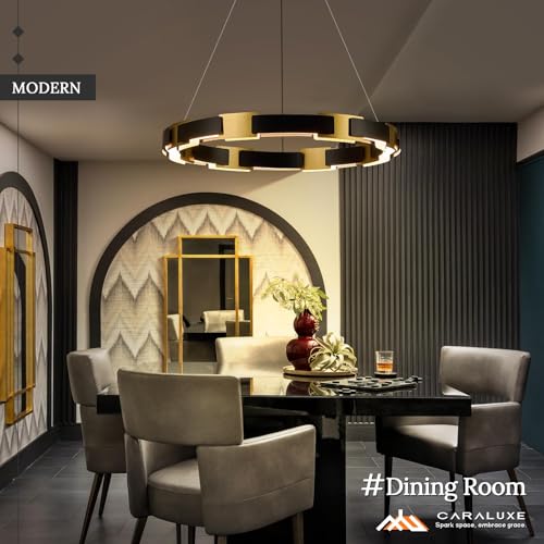 LED Ring Chandelier Modern Black Gold Chandeliers for Dining Room Dimmable