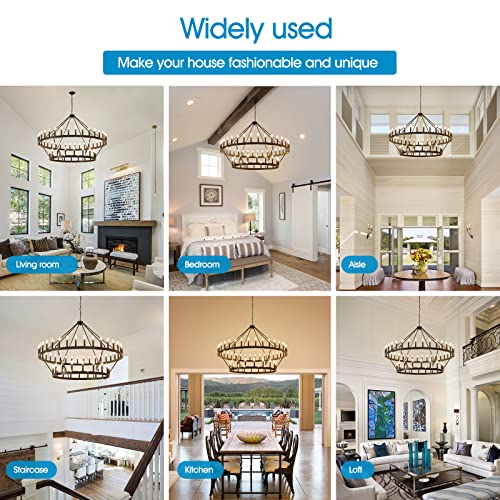 2 Tier Wagon Wheel Chandelier 54