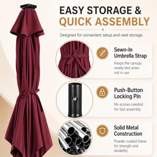 9FT Solar Patio Umbrella w