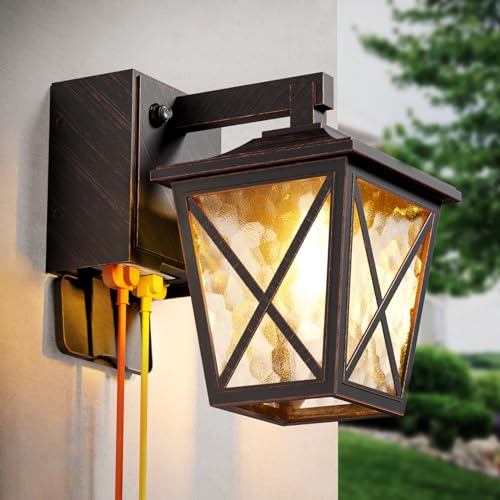 Porch Light with GFCI Outlet Aircraft Grade Aluminum Alloy Bronze 1PC