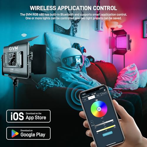GVM RGB LED Video Light with Bluetooth Control