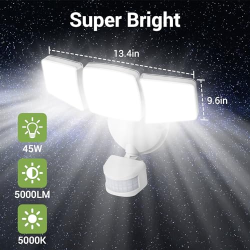 D2D Security Lights Motion Sensor Outdoor LED Flood Lights Remote 45W 5000K (2 Count)