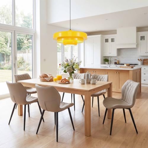Mid‑Century Disc Pendant Light Yellow Dining Room Ceiling Fixture