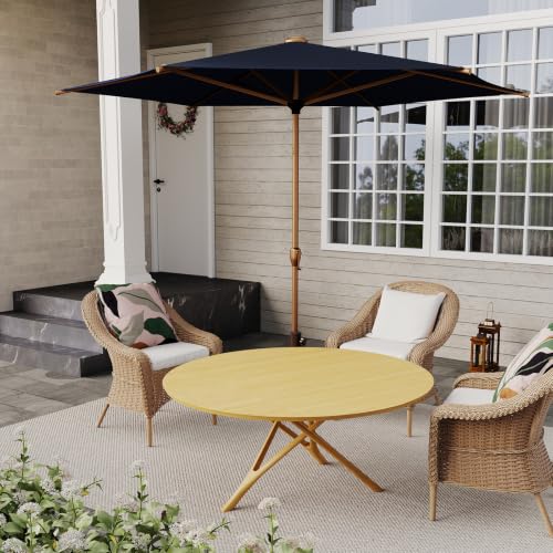 9FT Outdoor Patio Umbrella Outdoor Table Umbrella with Crank Market Umbrella 6 Sturdy Ribs UV Protection Waterproof and Push Button Tilt for Garden Deck Backyard Pool