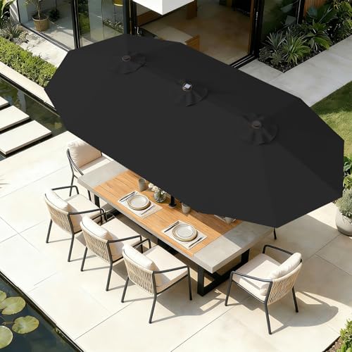 15FT Patio Umbrella with Solar Lights