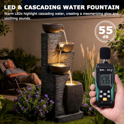 38.2" Tall Water Fountain Outdoor Garden 4 Tiers Modern Fountains