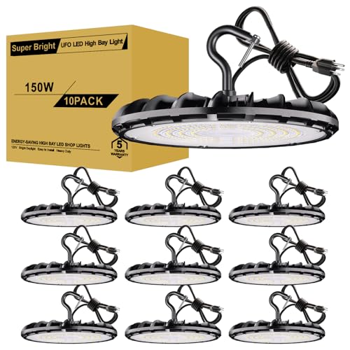 UFO LED High Bay Light 150W 16500LM 5000K High Bay LED Shop Lights (10 Count)
