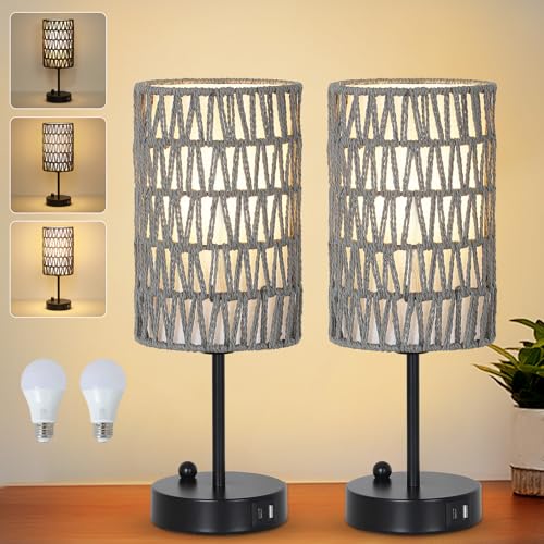 Gray Bedside Lamps Set of 2 (2 Count)