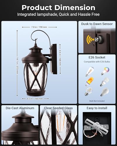 Oil Rubbed Bronze Outdoor Light Fixture (Oil-Rubbed Bronze / D2D 2-Pack)