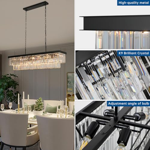 Black Crystal Chandeliers for Dining Room