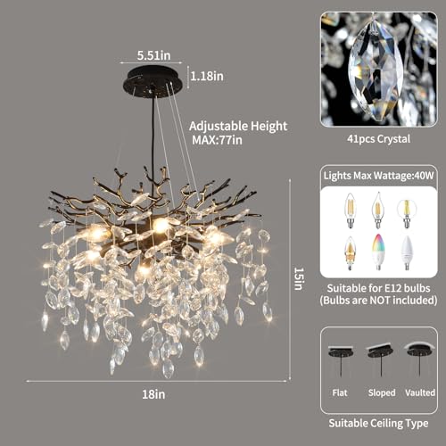 18 Inch Black Crystal Chandelier 6