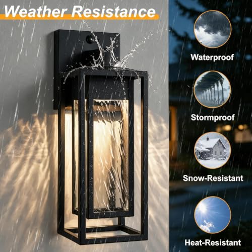 Upgraded LED Motion Sensor Outdoor Wall Lantern 2 Pack (2 Count)