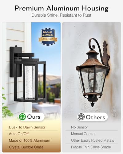 Black Porch Lights Outdoor Dusk to Dawn
