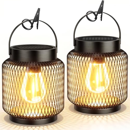 Metal Solar Lanterns Outdoor Waterproof (2 Count)