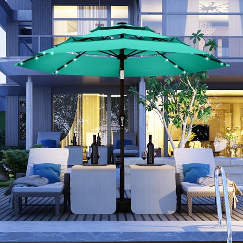 10ft 3 Tier Patio Umbrella with Solar Lights