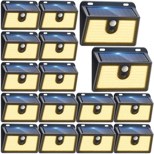 16 Packs] Solar Motion Sensor Outdoor Lights